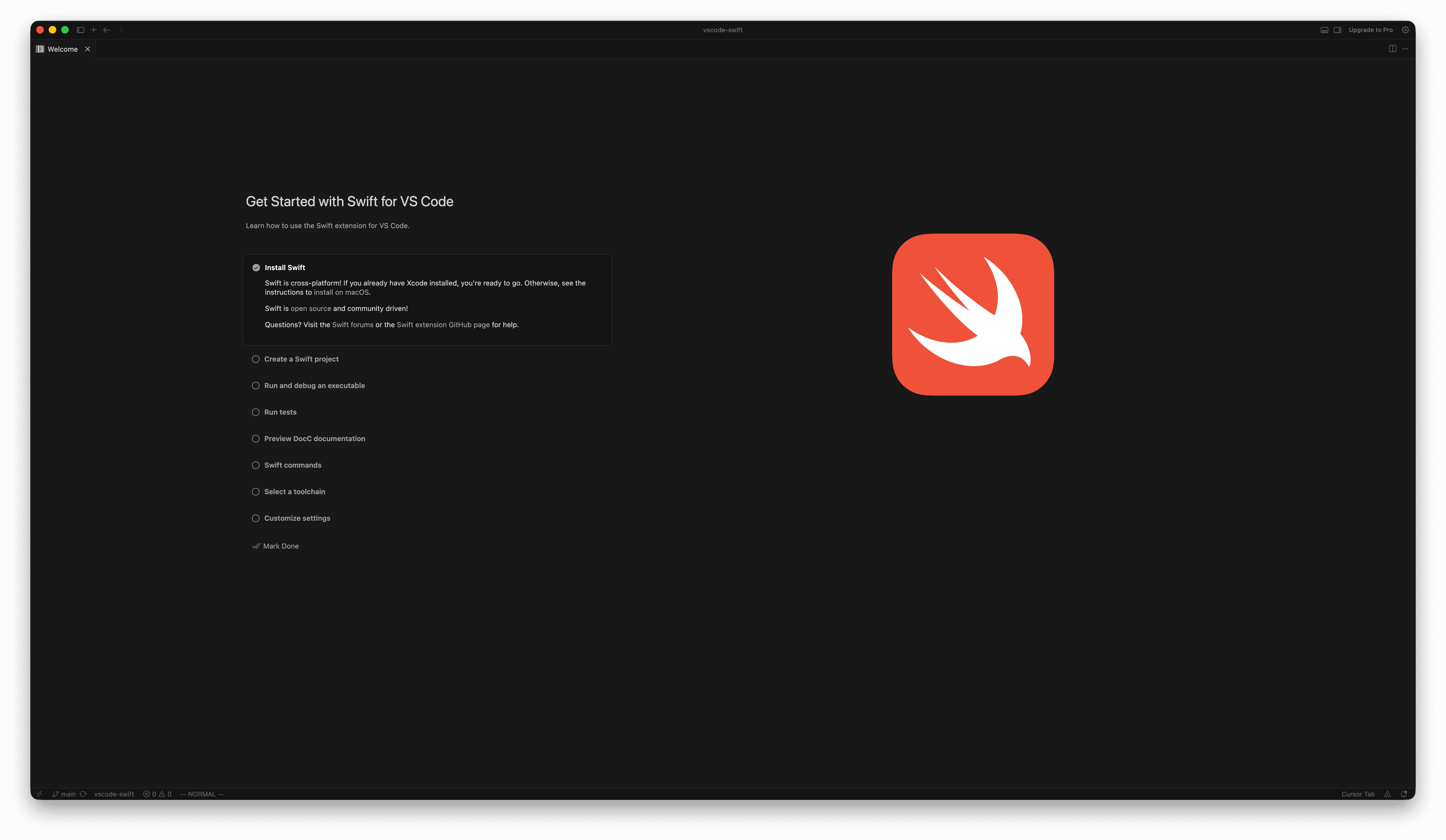 Swift welcome page