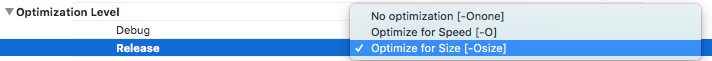 Xcode optimization mode settings